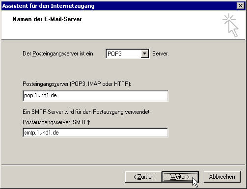 POP3- und SMTP-Server